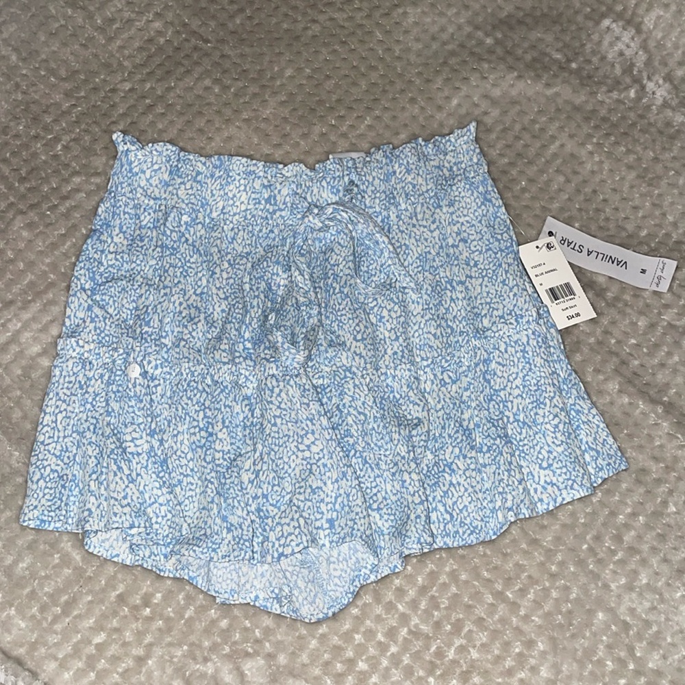 Blue and White Printed Shorts